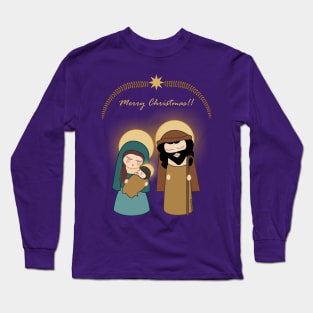 Kokeshis Nativity Scene - Merry Christmas Long Sleeve T-Shirt